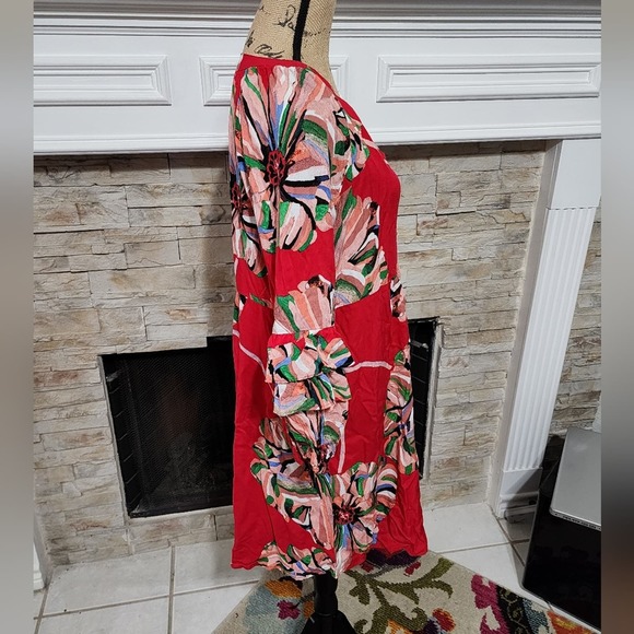 Anthropologie x fig & flower floral farm ruffle lantern sleeve peasant dress L‎ - Picture 2 of 9